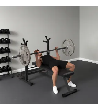 Banco de Musculación con Soporte para Barra y Estación de Dips Carga 220 kg para Entrenamiento en Casa Gimnasio