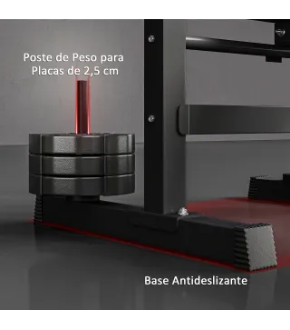 Banco de Musculación con Soporte para Barra y Estación de Dips Carga 220 kg para Entrenamiento en Casa Gimnasio