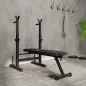 Banco de Musculación con Soporte para Barra y Estación de Dips Carga 220 kg para Entrenamiento en Casa Gimnasio