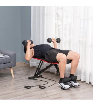 Banco de Musculación Plegable con Respaldo y Asiento Ajustables Extensión de Pierna Cojín de Predicador Banda Negro