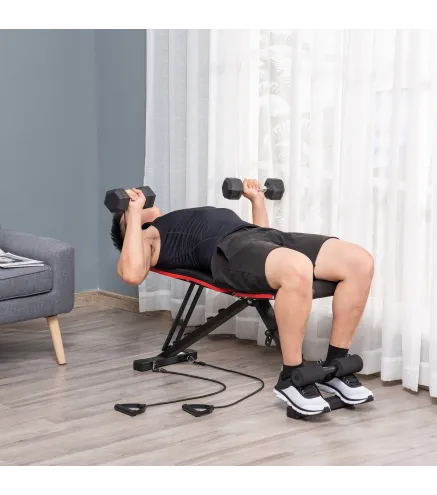 Banco de Musculación Plegable con Respaldo y Asiento Ajustables Extensión de Pierna Cojín de Predicador Banda Negro