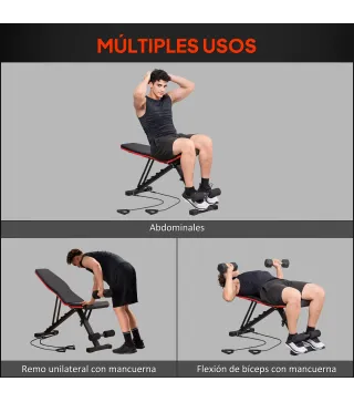 Banco de Musculación Plegable con Respaldo y Asiento Ajustables Extensión de Pierna Cojín de Predicador Banda Negro