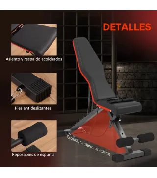 Banco de Musculación Plegable con Respaldo y Asiento Ajustables Extensión de Pierna Cojín de Predicador Banda Negro
