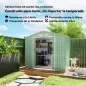 Caseta de Jardín 213x130x185 cm Cobertizo de Exterior Metálico para Almacenamiento de Herramientas Verde Claro