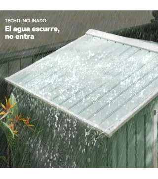 Caseta de Jardín 213x130x185 cm Cobertizo de Exterior Metálico para Almacenamiento de Herramientas Verde Claro