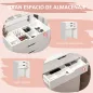 Tocador de Maquillaje con Taburete Oculto Espejo Abatible Cajón y 7 Compartimentos Taburete con Almacenamiento Blanco