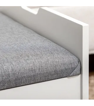 Tocador de Maquillaje con Taburete Oculto Espejo Abatible Cajón y 7 Compartimentos Taburete con Almacenamiento Blanco