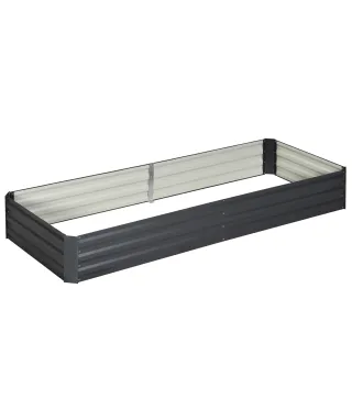 Jardinera Elevada de Acero Galvanizado Rectangular para Exteriores con Fondo Abierto 241x90,5x30 cm Gris