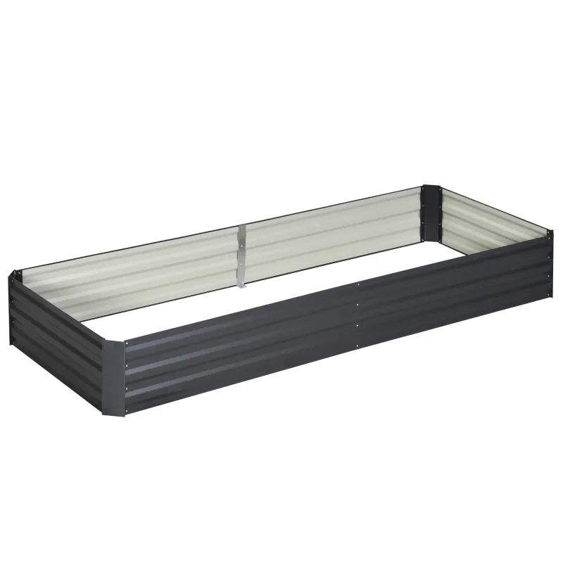 Jardinera Elevada de Acero Galvanizado Rectangular para Exteriores con Fondo Abierto 241x90,5x30 cm Gris Jardinera Elevada de Acero Galvanizado Rectangular para Exteriores con Fondo Abierto 241x90,5x30 cm Gris
