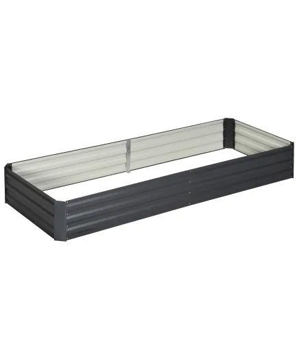 Jardinera Elevada de Acero Galvanizado Rectangular para Exteriores con Fondo Abierto 241x90,5x30 cm Gris
