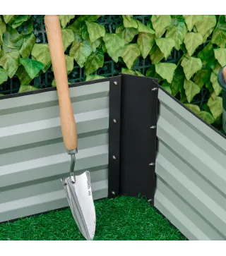 Jardinera Elevada de Acero Galvanizado Rectangular para Exteriores con Fondo Abierto 241x90,5x30 cm Gris