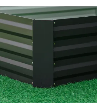 Jardinera Elevada de Acero Galvanizado Rectangular para Exteriores con Fondo Abierto 241x90,5x30 cm Gris