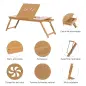 Mesa de Ordenador Portátil Bambú Bandeja de Cama Desayuno Plegable Reclinable Altura Ajustable Soporte Escritorio de regazo 1 Ca