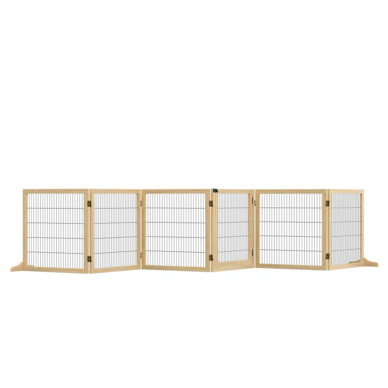 Barrera de Seguridad para Perros Plegable de Madera para Escaleras y Puertas con Soporte de Pie 432x36x70 cm Natural Barrera de Seguridad para Perros Plegable de Madera para Escaleras y Puertas con Soporte de Pie 432x36x70 cm Natural