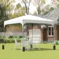 Cenador de Jardín 2,5x2,5x2,7 m con Altura Ajustable Anti-UV Impermeable 4 Bolsas de Arena y Bolsa de Transporte Blanco