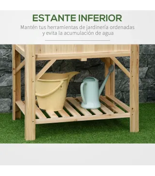 Huerto Urbano de Madera 78,5x58x81 cm Mesa de Cultivo con 6 Compartimentos y Estante Inferior para Plantas Flores en Jardín Terr