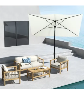 Parasol de Terraza Exterior 3x2 m con Ángulo Ajustable Mástil de Aluminio y Protección UV 50+ Beige