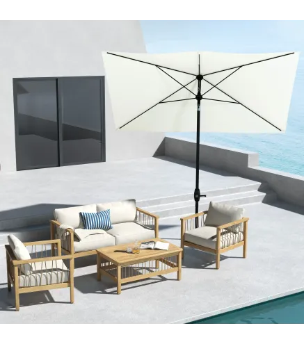 Parasol de Terraza Exterior 3x2 m con Ángulo Ajustable Mástil de Aluminio y Protección UV 50+ Beige