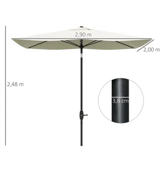 Parasol de Terraza Exterior 3x2 m con Ángulo Ajustable Mástil de Aluminio y Protección UV 50+ Beige