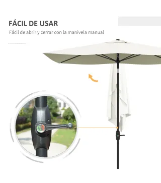 Parasol de Terraza Exterior 3x2 m con Ángulo Ajustable Mástil de Aluminio y Protección UV 50+ Beige