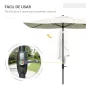 Parasol de Terraza Exterior 3x2 m con Ángulo Ajustable Mástil de Aluminio y Protección UV 50+ Beige