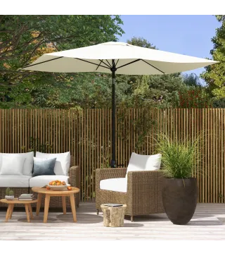 Parasol de Terraza Exterior 3x2 m con Ángulo Ajustable Mástil de Aluminio y Protección UV 50+ Beige
