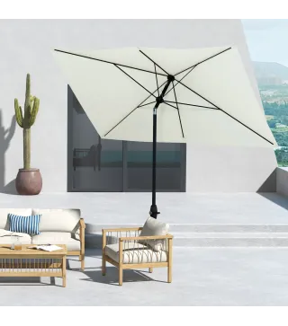 Parasol de Terraza Exterior 3x2 m con Ángulo Ajustable Mástil de Aluminio y Protección UV 50+ Beige