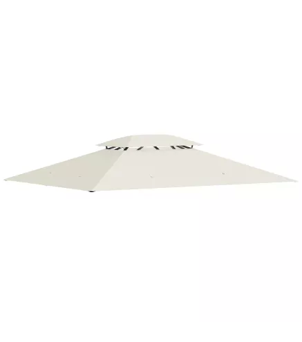 Techo de Repuesto 4x3 m para Cenador de Jardín 2 Niveles Transpirable con 8 Orificios de Drenaje Cubierta Superior de Reemplazo