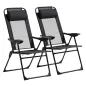 Conjunto de 2 Sillas de Camping Plegables con Reposacabezas Desmontable y Respaldo Reclinable 62x70x109 cm Negro