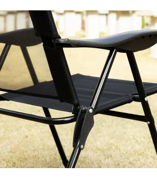 Conjunto de 2 Sillas de Camping Plegables con Reposacabezas Desmontable y Respaldo Reclinable 62x70x109 cm Negro