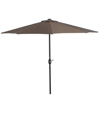 Sombrilla 269x138x236 cm Parasol de Jardín con Manivela y Forma Semicircular Tela Poliéster 180 g/m² para Exterior Terraza Patio