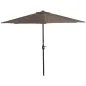 Sombrilla 269x138x236 cm Parasol de Jardín con Manivela y Forma Semicircular Tela Poliéster 180 g/m² para Exterior Terraza Patio