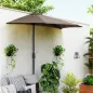 Sombrilla 269x138x236 cm Parasol de Jardín con Manivela y Forma Semicircular Tela Poliéster 180 g/m² para Exterior Terraza Patio