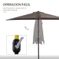 Sombrilla 269x138x236 cm Parasol de Jardín con Manivela y Forma Semicircular Tela Poliéster 180 g/m² para Exterior Terraza Patio