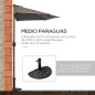 Sombrilla 269x138x236 cm Parasol de Jardín con Manivela y Forma Semicircular Tela Poliéster 180 g/m² para Exterior Terraza Patio