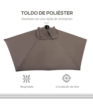 Sombrilla 269x138x236 cm Parasol de Jardín con Manivela y Forma Semicircular Tela Poliéster 180 g/m² para Exterior Terraza Patio