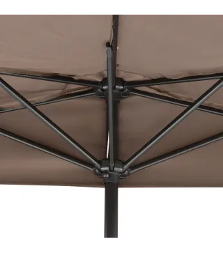 Sombrilla 269x138x236 cm Parasol de Jardín con Manivela y Forma Semicircular Tela Poliéster 180 g/m² para Exterior Terraza Patio