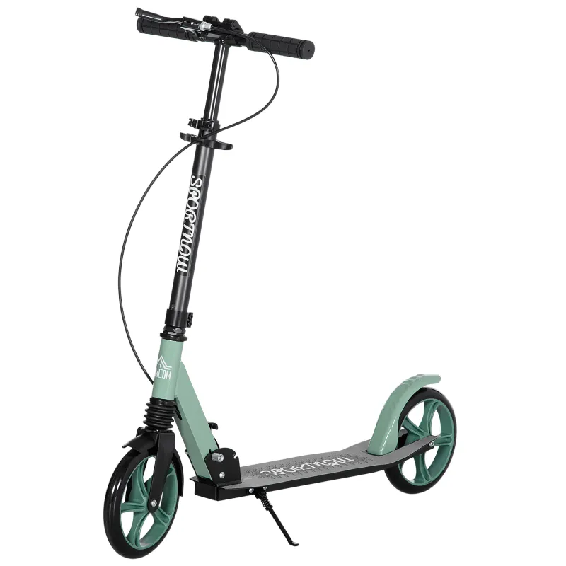 Patinete Plegable para Adultos y Niños de +14 Años Scooter con Manillar Ajustable 91,5x36,5x91-104 cm Verde