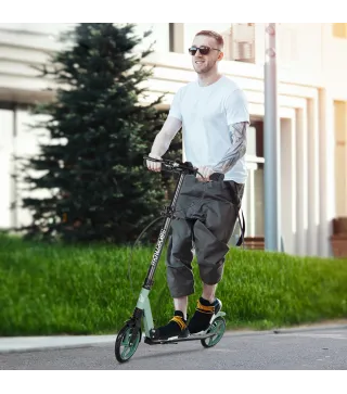 Patinete Plegable para Adultos y Niños de +14 Años Scooter con Manillar Ajustable 91,5x36,5x91-104 cm Verde