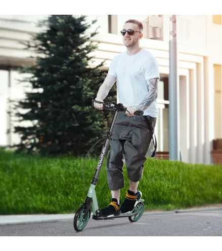 Patinete Plegable para Adultos y Niños de +14 Años Scooter con Manillar Ajustable 91,5x36,5x91-104 cm Verde