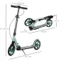 Patinete Plegable para Adultos y Niños de +14 Años Scooter con Manillar Ajustable 91,5x36,5x91-104 cm Verde