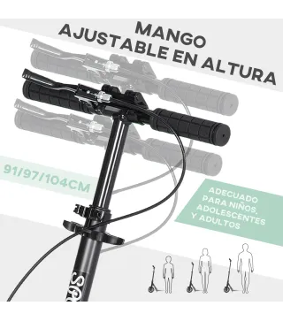 Patinete Plegable para Adultos y Niños de +14 Años Scooter con Manillar Ajustable 91,5x36,5x91-104 cm Verde