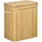 Cesto de Ropa Sucia 90 L de Bambú con 2 Compartimentos Asas Bolsa Interior Extraíble 54,2x35,2x59,5 cm Natural