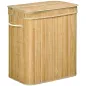 Cesto de Ropa Sucia 90 L de Bambú con 2 Compartimentos Asas Bolsa Interior Extraíble 54,2x35,2x59,5 cm Natural