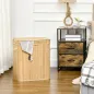 Cesto de Ropa Sucia 90 L de Bambú con 2 Compartimentos Asas Bolsa Interior Extraíble 54,2x35,2x59,5 cm Natural