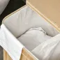 Cesto de Ropa Sucia 90 L de Bambú con 2 Compartimentos Asas Bolsa Interior Extraíble 54,2x35,2x59,5 cm Natural