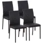 Pack de 4 Sillas de Comedor con Respaldo Alto Tapizadas en Cuero Sintético Patas de Acero Negro