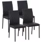 Pack de 4 Sillas de Comedor con Respaldo Alto Tapizadas en Cuero Sintético Patas de Acero Negro