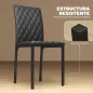 Pack de 4 Sillas de Comedor con Respaldo Alto Tapizadas en Cuero Sintético Patas de Acero Negro
