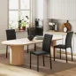 Pack de 4 Sillas de Comedor con Respaldo Alto Tapizadas en Cuero Sintético Patas de Acero Negro